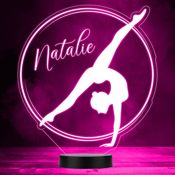 Gymnast Girl Pose Round Gymnastics Fan Personalized Color Changing Lamp Night Light