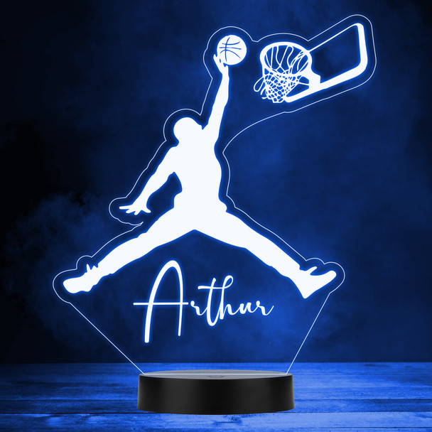 Basketball Hoop & Player Silhouette LED Lamp Personalized Gift Night Light