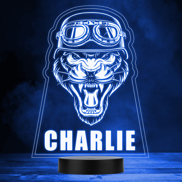 Roaring Biker Tiger In Helmet LED Lamp Personalized Gift Night Light Roaring Biker Tiger In Helmet LED Lamp Personalized Gift Night Light