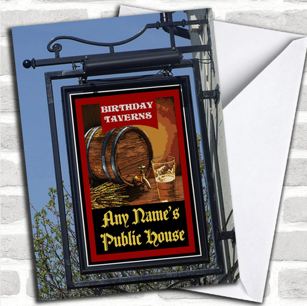 Public House Sign Pub Funny Personalized Birthday Card