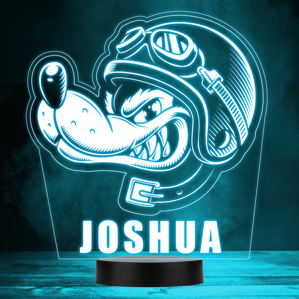 Biker Angry Dog Funny In Helmet LED Lamp Personalized Gift Night Light Biker Angry Dog Funny In Helmet LED Lamp Personalized Gift Night Light