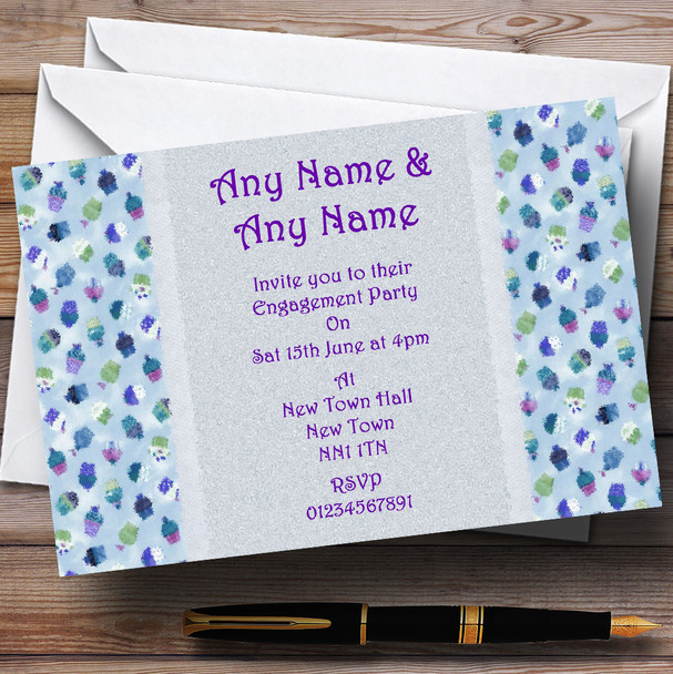 Blue Purple Cupcake Engagement Party Personalized Invitations