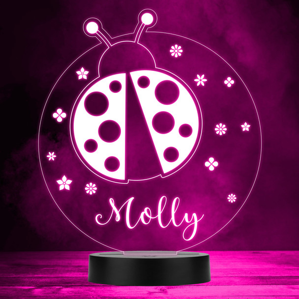 Ladybug Floral Pattern Color Changing Personalized Gift LED Lamp Night Light