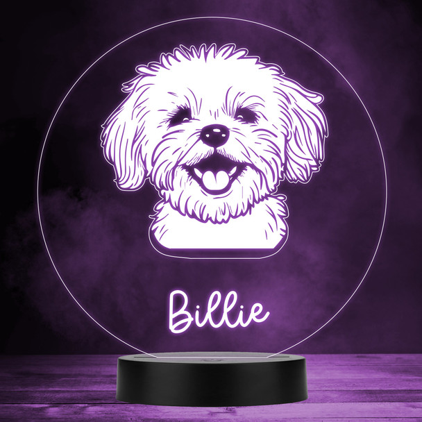 Maltese Dog Pet Silhouette MultiColor Personalized Gift LED Lamp Night Light