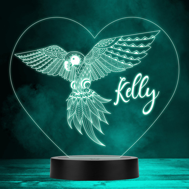 Zentangle Parrot Decorative Heart MultiColor Personalized Gift Lamp Night Light