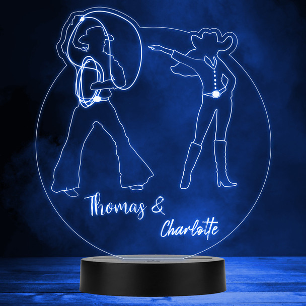 Cowboy & Cowgirl Lassos MultiColor Personalized Gift LED Lamp Night Light