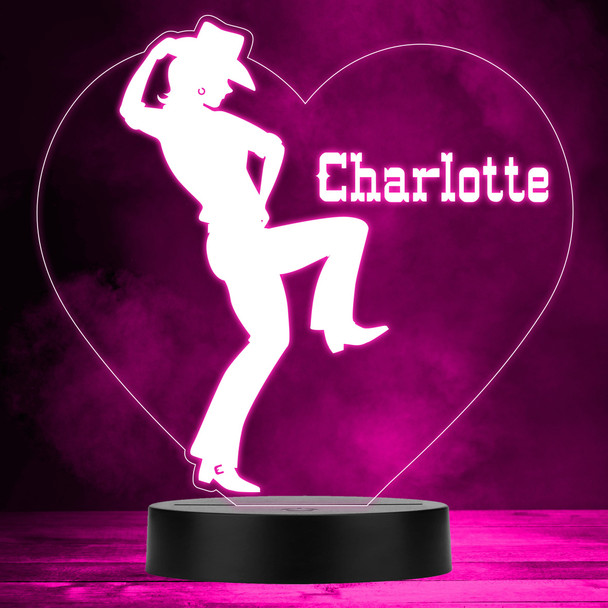 Heart Cowgirl Dancing Color Changing Personalized Gift LED Lamp Night Light