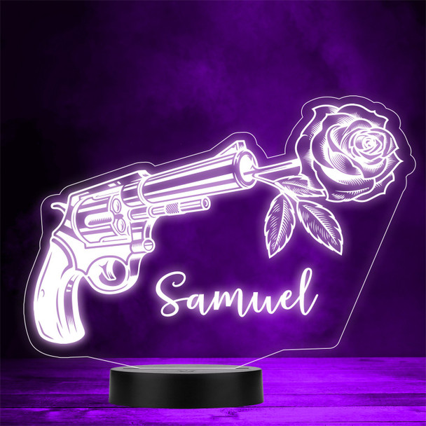 Vintage Revolver With Rose Personalized Gift Color Changing LED Lamp Night Light