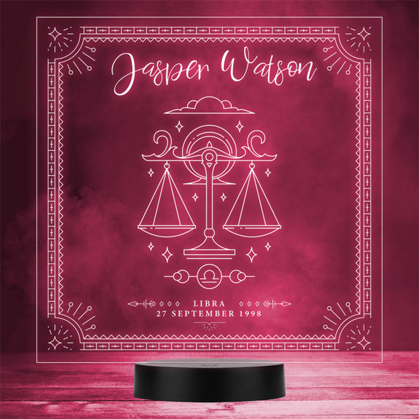 Zodiac Sign Libra Date Of Birth Personalized Gift Color Changing LED Lamp Night Light