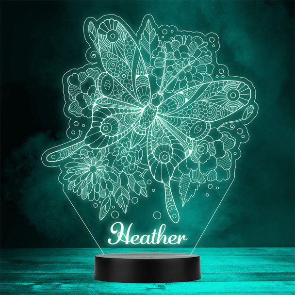 Butterfly Flowers Pretty Pattern Bubbles Personalized Gift Color Lamp Night Light
