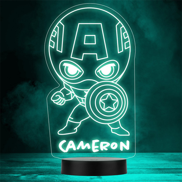 Baby Hero Captain America Superhero Personalized Gift Any Color LED Lamp Night Light