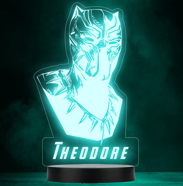 Kids Black Panther Bust Superhero Personalized Color Changing Lamp Night Light