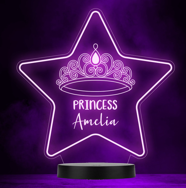 Princess Crown Star Girl Personalized Gift Color Changing LED Lamp Night Light