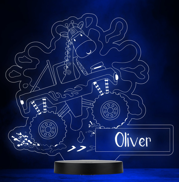 Racer Giraffe Monster Truck Personalized Gift Color Changing LED Lamp Night Light