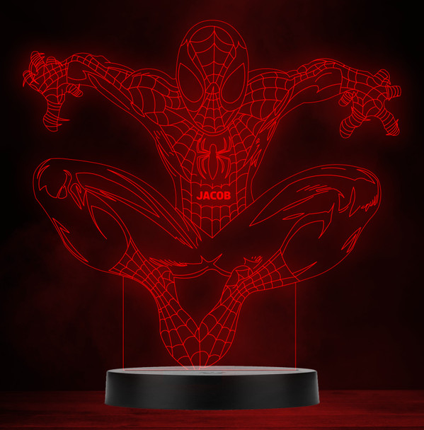 3D Effect Spiderman Jumping Personalized Gift Color Changing LED Lamp Night Light