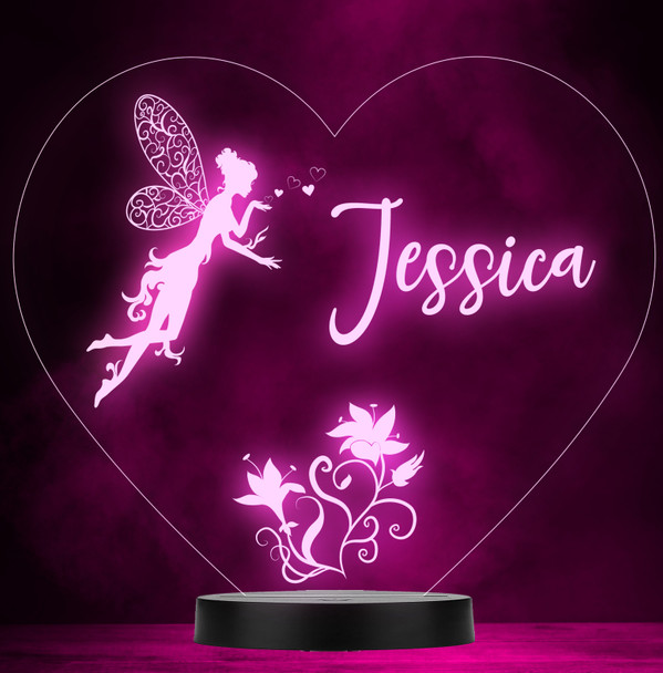 Girls Fairy Heart Floral Personalized Gift Color Changing LED Lamp Night Light
