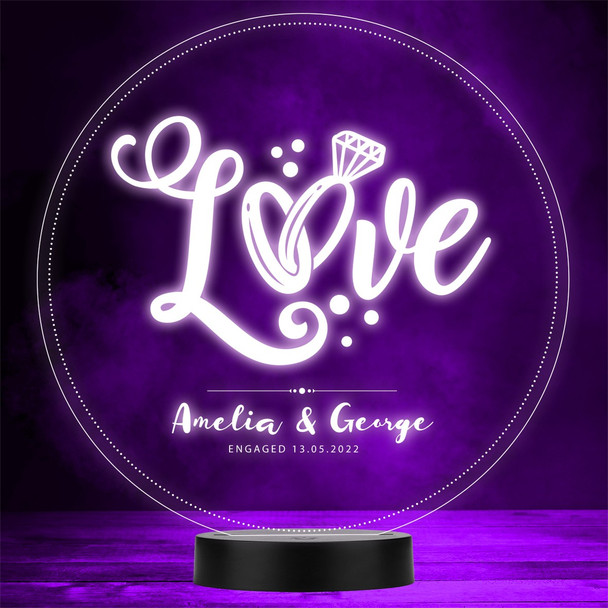 Love Engagement Rings Round Personalized Gift Color Changing Lamp Night Light