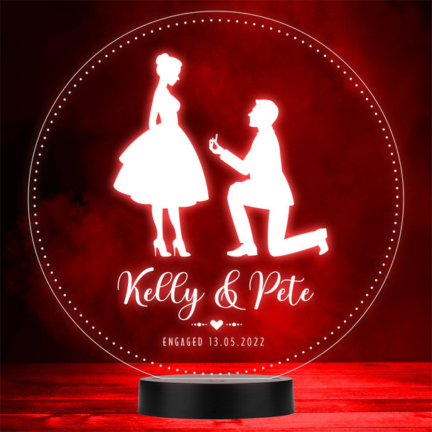 Marriage Proposal Silhouette Engagement Personalized Gift Color Lamp Night Light