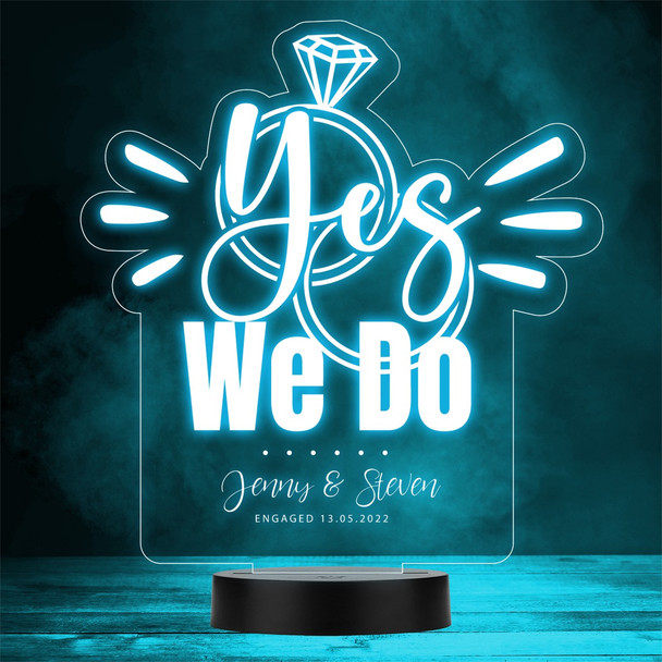 Yes We Do Engagement Ring Diamond Wedding Personalized Gift Color Lamp Night Light