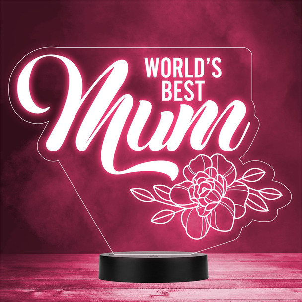 Pretty World's Best Mum or Mom Flower Mother's Day Personalized Gift Color Lamp Night Light
