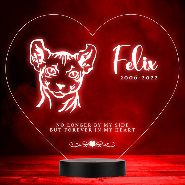 Cat Pet Loss Memorial Forever In My Sphynx Personalized Gift Color Lamp Night Light