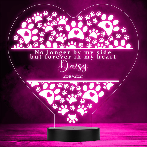 Paw Prints Memorial Pet Loss Personalized Gift Color Changing Lamp Night Light