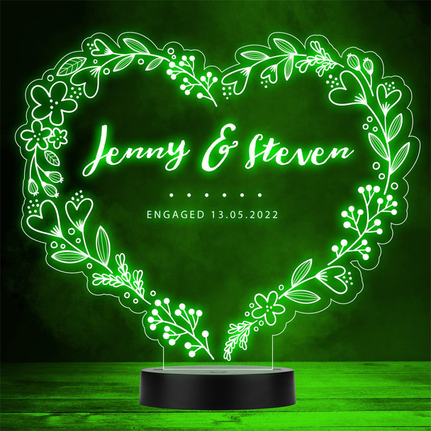 Leaves Heart Engagement Personalized Gift Color Changing Lamp Night Light