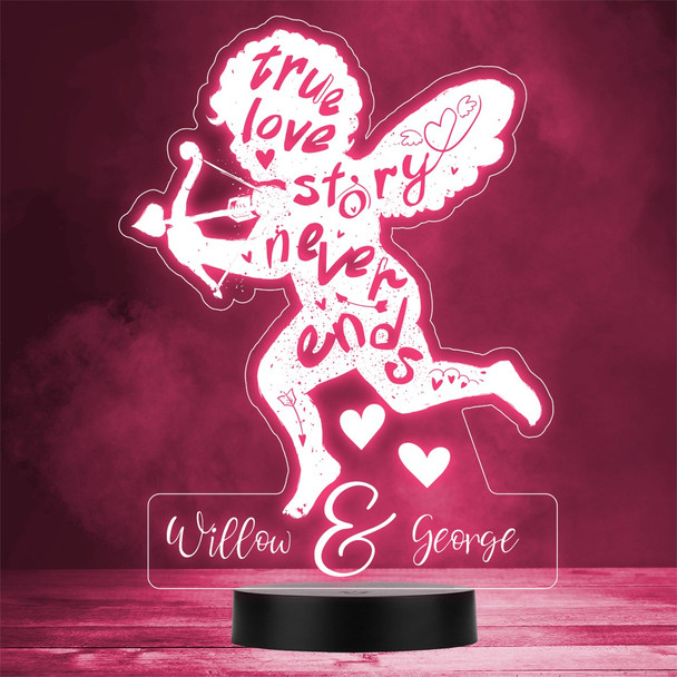 Cupid Silhouette Love Story Valentine's Day Personalized Gift Color Lamp Night Light