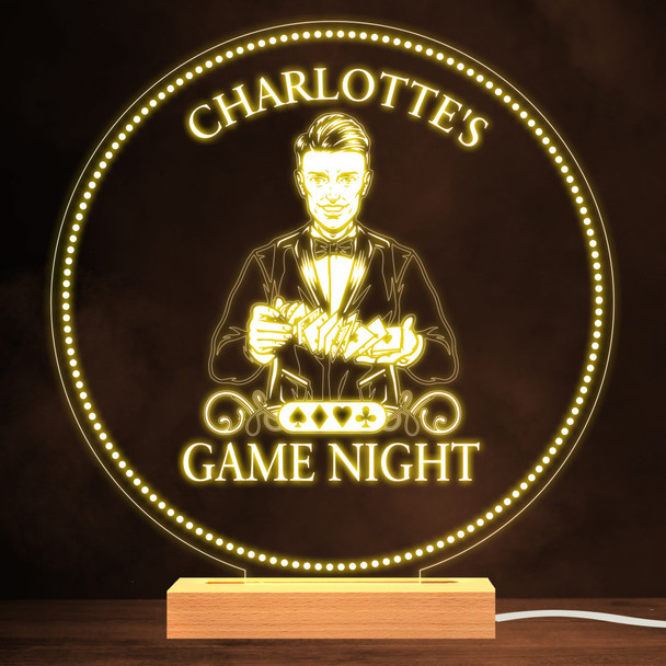 Casino Playing Cards Dealer Game Night Personalized Gift Warm White Lamp Night Light
