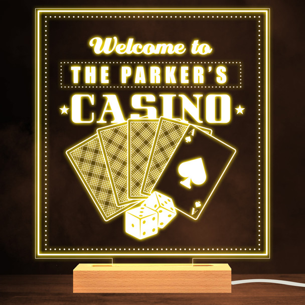 Family Casino Playing Cards Dice Gambling Personalized Gift Lamp Night Light