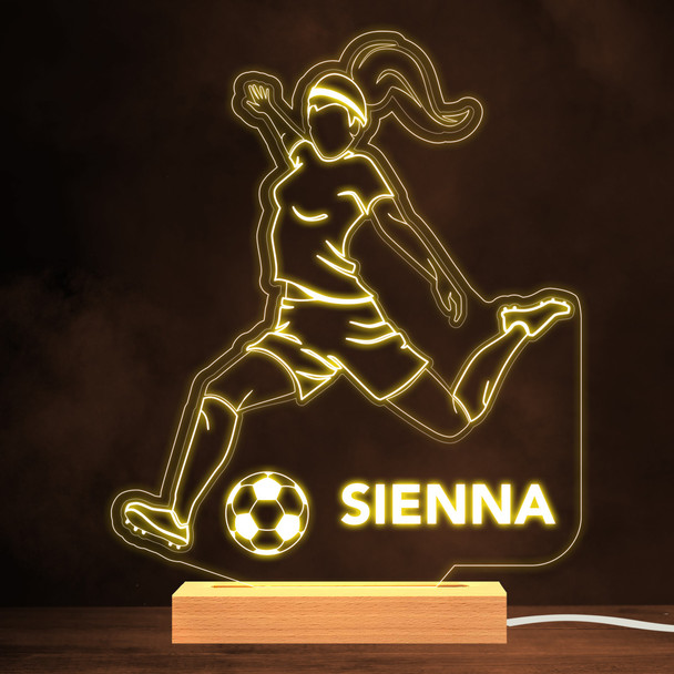 English Football Soccer Female Player Kicking Ball Sports Fan Personalized Gift Lamp Night Light