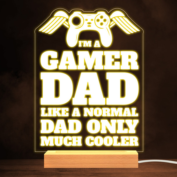 Funny Gamer Dad Much Cooler Controller & Wings Personalized Gift Lamp Night Light