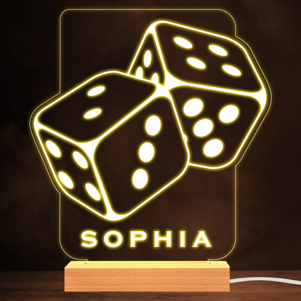 Game Dice Poker Casino Player Gambling Personalized Gift Warm White Lamp Night Light