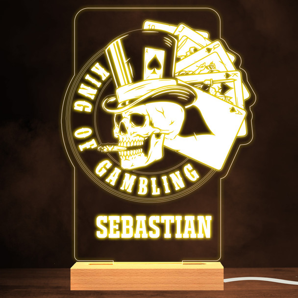 King Of Gambling Poker Hand Skull Smoking Cigar Personalized Gift Lamp Night Light