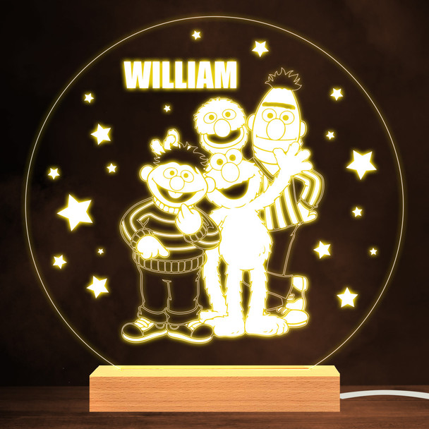 Sesame Street Stars Kids Tv Show Personalized Gift Warm White Lamp Night Light