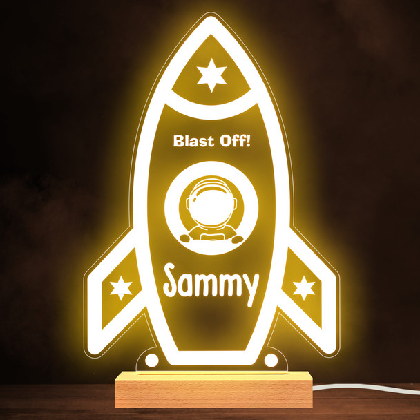 Rocket Blast Off Astronaut Space Personalized Gift Warm White Lamp Night Light