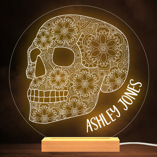 Skull Head Gothic Halloween Personalized Gift Warm White Lamp Night Light