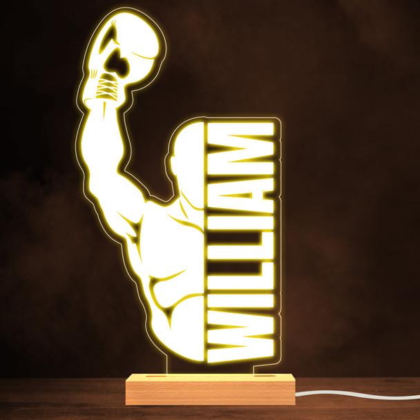 Boxer & Glove Silhouette Boxing Sports Fan Personalized Warm White Lamp Night Light