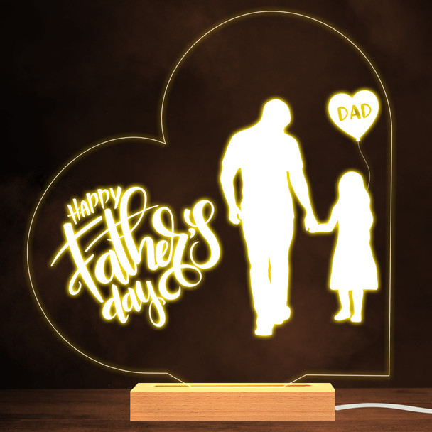 Happy Father's Day Man Silhouette With A Daughter Personalized White Lamp Night Light