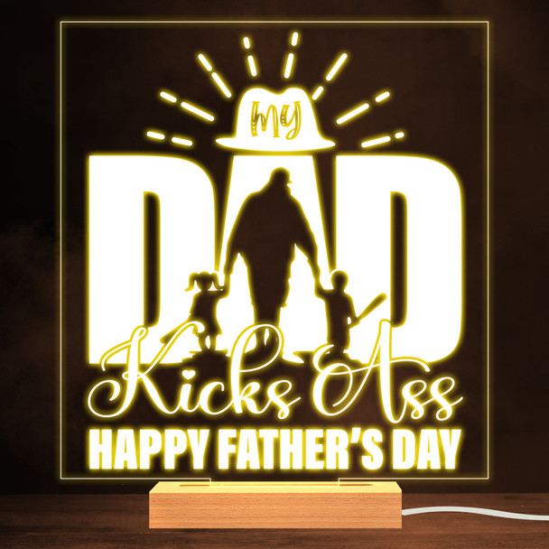 My Dad Kicks Ass Happy Father's Day Personalized Warm White Lamp Night Light