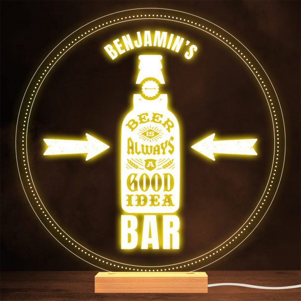 Beer Is Always A Good Idea Bottle Home Bar Man Cave Gift Lamp Night Light