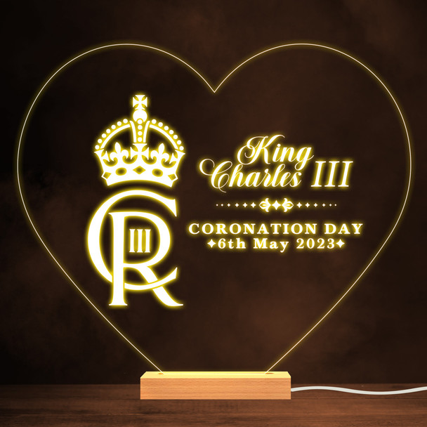 Heart Official Emblem King Charles Coronation Souvenir Warm White Lamp Night Light Heart Official Emblem King Charles Coronation Souvenir Warm White Lamp Night Light