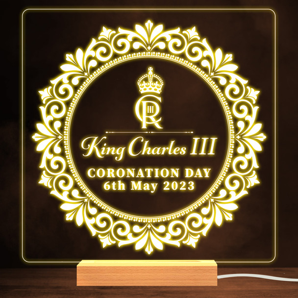 Round Ornament King Charles Coronation Souvenir Warm White Lamp Night Light