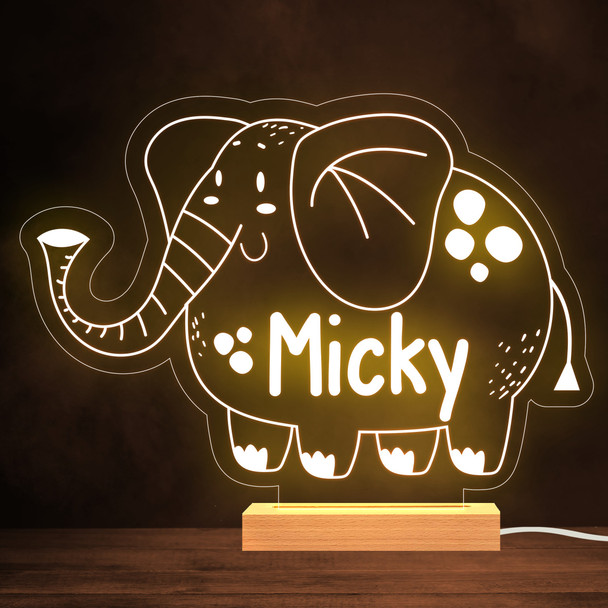 Kids Cute Elephant Jungle Animal Personalized Gift Warm White Lamp Night Light