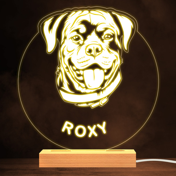 Rottweiler Dog Pet Silhouette Warm White Lamp Personalized Gift Night Light