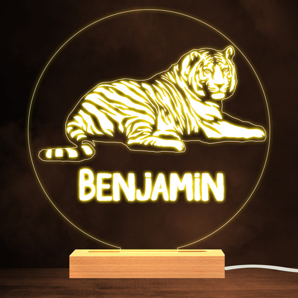 Tiger Laying Down Safari Animal Warm White Lamp Personalized Gift Night Light