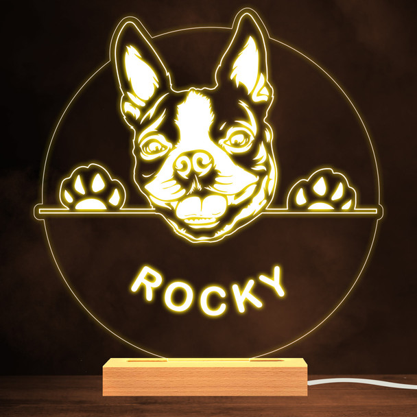 Boston Terrier Dog Pet Silhouette Warm White Lamp Personalized Gift Night Light