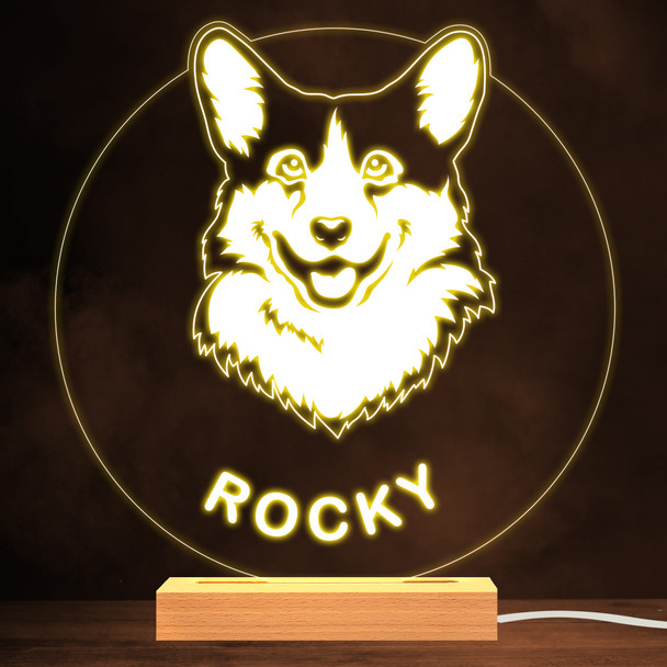 Welsh Corgi Dog Pet Silhouette Warm White Lamp Personalized Gift Night Light