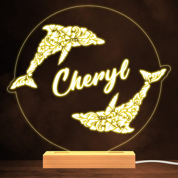 Decorative Dolphin Floral Ornament Warm White Lamp Personalized Gift Night Light