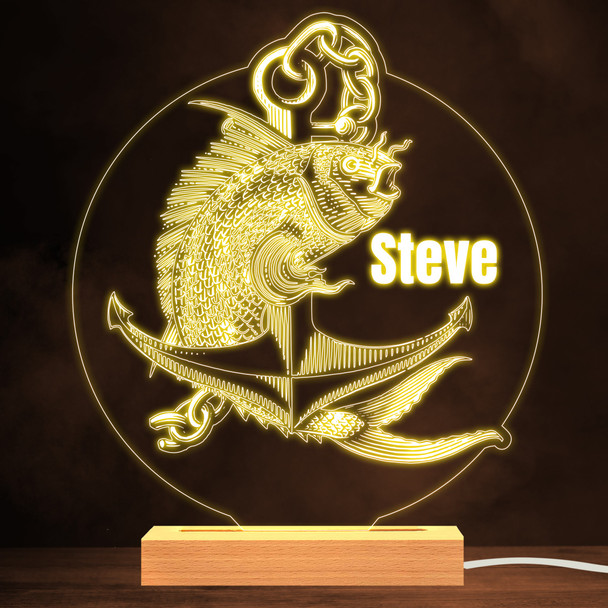 Detailed Lamp Anchor & Fish Angler Warm White Lamp Personalized Gift Night Light